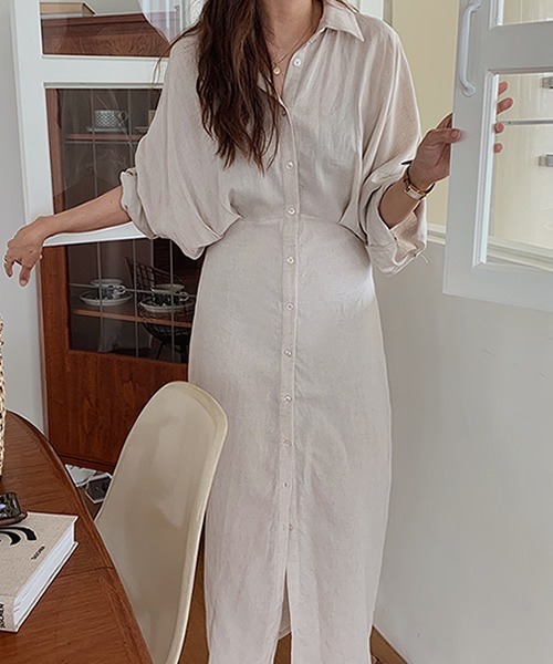 KOR（ケーオーアール）の「ルーズシルエットロングシャツ（シャツ/ブラウス・レディース・ブラック/ブルーグレー/アイボリー・FREE）」の10枚目の写真