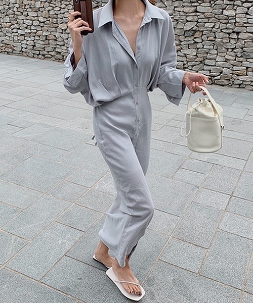 KOR（ケーオーアール）の「ルーズシルエットロングシャツ（シャツ/ブラウス・レディース・ブラック/ブルーグレー/アイボリー・FREE）」の18枚目の写真