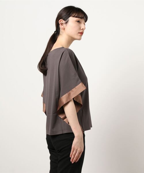 NICOLE white（ニコルホワイト）の「異素材使いボックスTシャツ（Tシャツ/カットソー・レディース・ブラック/ブラウン/オフホワイト・FREE）」の10枚目の写真