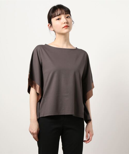 NICOLE white（ニコルホワイト）の「異素材使いボックスTシャツ（Tシャツ/カットソー・レディース・ブラック/ブラウン/オフホワイト・FREE）」の18枚目の写真