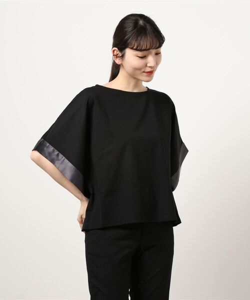 NICOLE white（ニコルホワイト）の「異素材使いボックスTシャツ（Tシャツ/カットソー・レディース・ブラック/ブラウン/オフホワイト・FREE）」の8枚目の写真