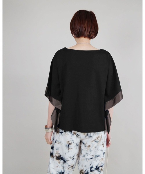 NICOLE white（ニコルホワイト）の「異素材使いボックスTシャツ（Tシャツ/カットソー・レディース・ブラック/ブラウン/オフホワイト・FREE）」の6枚目の写真