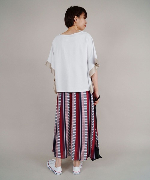 NICOLE white（ニコルホワイト）の「異素材使いボックスTシャツ（Tシャツ/カットソー・レディース・ブラック/ブラウン/オフホワイト・FREE）」の13枚目の写真