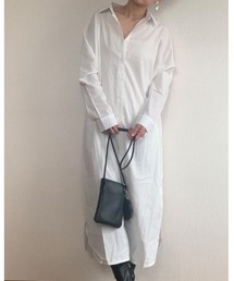 大人シルエット ゆったりシルエットミモレ丈シャツワンピース