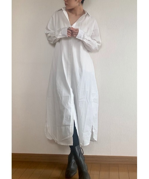 Ritzy(リッツィー)の「大人シルエット ゆったりシルエットミモレ丈シャツワンピース(シャツワンピース・レディース・ホワイト/ブラック/ベージュ・FREE)」の8枚目の写真