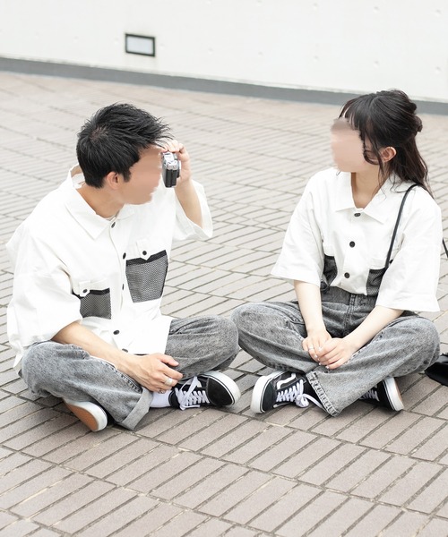 PairPair（ペアペア）の「ポケットメッシュワークシャツ(ユニセックス)（シャツ/ブラウス・レディース・カーキ/ベージュ/オフホワイト・LARGE/MEDIUM）」の2枚目の写真