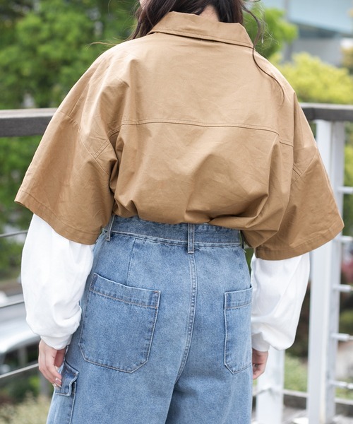 PairPair（ペアペア）の「ポケットメッシュワークシャツ(ユニセックス)（シャツ/ブラウス・レディース・カーキ/ベージュ/オフホワイト・LARGE/MEDIUM）」の5枚目の写真