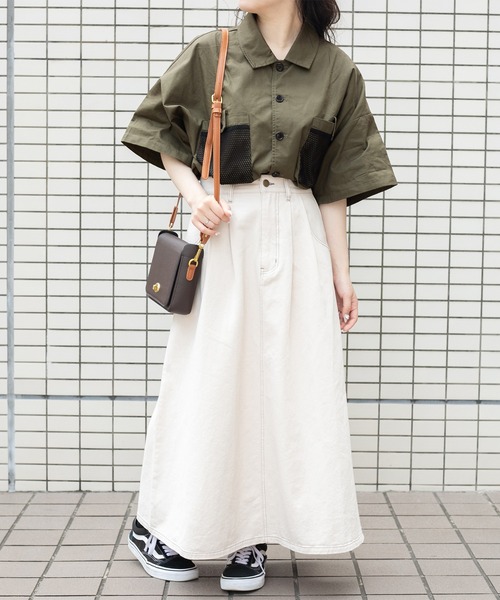 PairPair（ペアペア）の「ポケットメッシュワークシャツ(ユニセックス)（シャツ/ブラウス・レディース・カーキ/ベージュ/オフホワイト・LARGE/MEDIUM）」の17枚目の写真