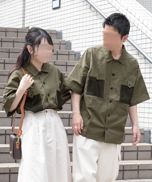 PairPair（ペアペア）の「ポケットメッシュワークシャツ(ユニセックス)（シャツ/ブラウス・レディース・カーキ/ベージュ/オフホワイト・LARGE/MEDIUM）」の13枚目の写真