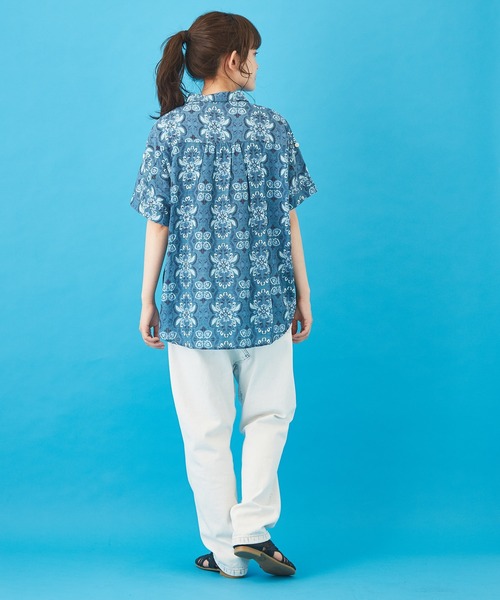 CUBE SUGAR（キューブシュガー）の「ボイル 総柄プリント 半袖 ドルマンスリーブ シャツ（シャツ/ブラウス・レディース・ベージュ/ネイビー/グレー/サックスブルー・M）」の20枚目の写真