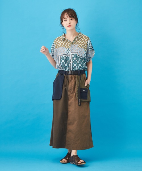 CUBE SUGAR（キューブシュガー）の「ボイル 総柄プリント 半袖 ドルマンスリーブ シャツ（シャツ/ブラウス・レディース・ベージュ/ネイビー/グレー/サックスブルー・M）」の13枚目の写真