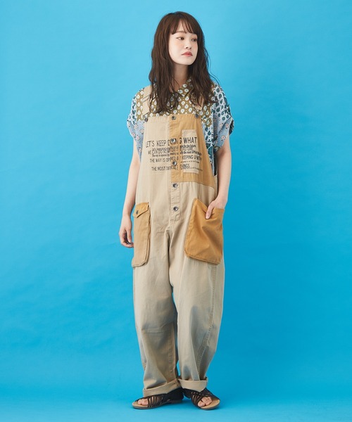 CUBE SUGAR（キューブシュガー）の「ボイル 総柄プリント 半袖 ドルマンスリーブ シャツ（シャツ/ブラウス・レディース・ベージュ/ネイビー/グレー/サックスブルー・M）」の17枚目の写真