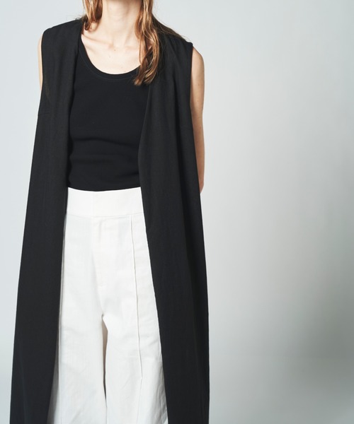 N.O.R.C(ノーク)の「リネンミックスロングジレ(ベスト・レディース・ブラック/ベージュ・S/M)」の4枚目の写真