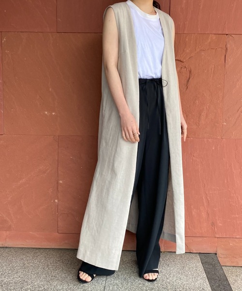 N.O.R.C(ノーク)の「リネンミックスロングジレ(ベスト・レディース・ブラック/ベージュ・S/M)」の17枚目の写真