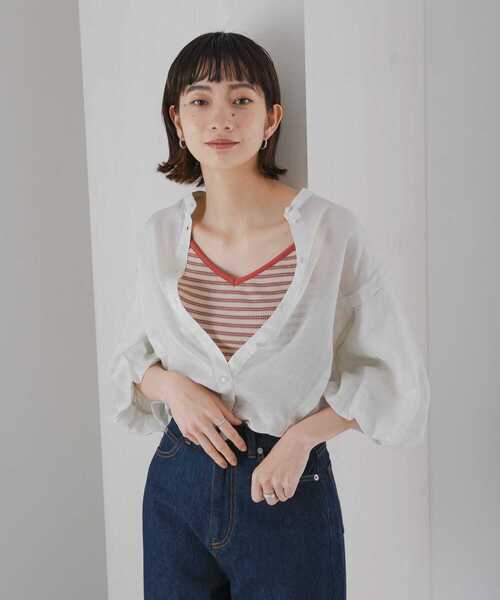 KBF（ケイビーエフ）の「ボーダークロップドキャミソール（キャミソール・レディース・グリーン系その他/ブラウン系その他/レッド系その他・36/38）」の3枚目の写真