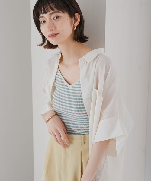 KBF（ケイビーエフ）の「ボーダークロップドキャミソール（キャミソール・レディース・グリーン系その他/ブラウン系その他/レッド系その他・36/38）」の6枚目の写真