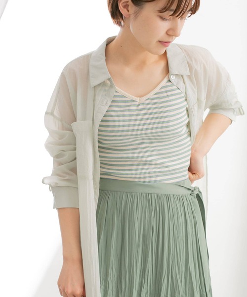 KBF（ケイビーエフ）の「ボーダークロップドキャミソール（キャミソール・レディース・グリーン系その他/ブラウン系その他/レッド系その他・36/38）」の8枚目の写真