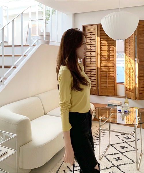 WESTSEA（ウエストシー）の「スクエアネック ロングＴシャツ（Tシャツ/カットソー・レディース・アイボリー/イエロー/ブルー/ブラック/ピンク・FREE）」の10枚目の写真