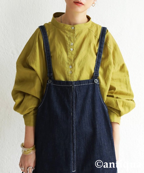 antiqua(アンティカ)の「麻100%リネンシャツ(シャツ/ブラウス・レディース・ベージュ/ブラウン/グリーン/パープル/グリーン系その他/ブラック・FREE)」の11枚目の写真