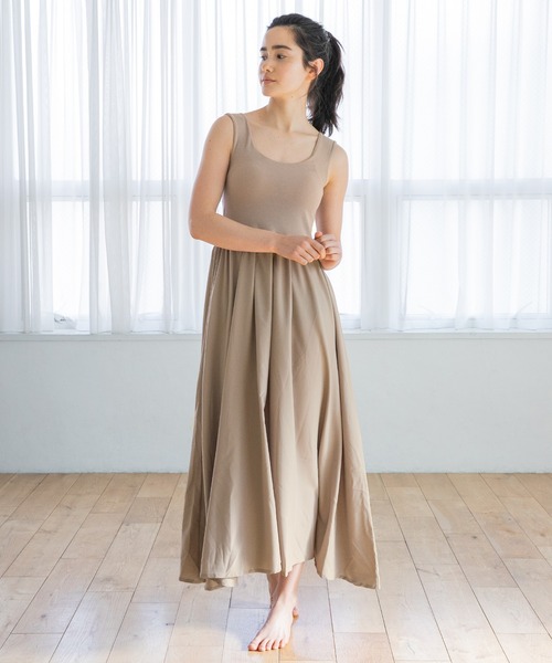 bijorie（ビジュリィ）の「【bijorie】カップつきワンピース／オーガニックコットンリブ（ワンピース・レディース・チャコール/ライトブラウン・LARGE/MEDIUM）」の12枚目の写真