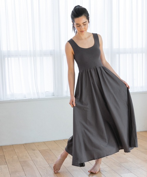 bijorie（ビジュリィ）の「【bijorie】カップつきワンピース／オーガニックコットンリブ（ワンピース・レディース・チャコール/ライトブラウン・LARGE/MEDIUM）」の16枚目の写真