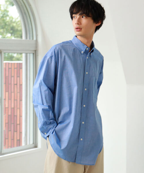 BeAMS DOT（ビームスドット）の「【WEB限定】BeAMS DOT / ボタンダウン オーバーシャツ（シャツ/ブラウス・メンズ・ホワイト/ブルー・MEDIUM/LARGE）」の3枚目の写真