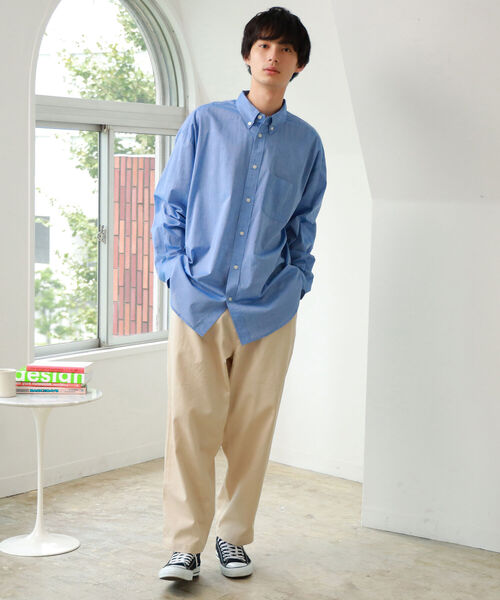 BeAMS DOT（ビームスドット）の「【WEB限定】BeAMS DOT / ボタンダウン オーバーシャツ（シャツ/ブラウス・メンズ・ホワイト/ブルー・MEDIUM/LARGE）」の5枚目の写真