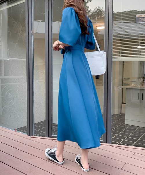 ABITOKYO（アビトーキョー）の「ウエストマークAラインフレアシャツワンピース（ワンピース・レディース・ホワイト/ブルー/パープル・S/M/L）」の6枚目の写真