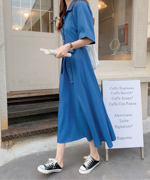 ABITOKYO（アビトーキョー）の「ウエストマークAラインフレアシャツワンピース（ワンピース・レディース・ホワイト/ブルー/パープル・S/M/L）」の10枚目の写真