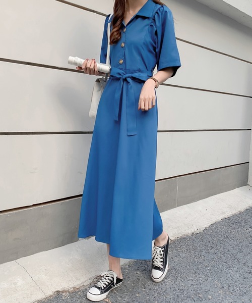 ABITOKYO（アビトーキョー）の「ウエストマークAラインフレアシャツワンピース（ワンピース・レディース・ホワイト/ブルー/パープル・S/M/L）」の11枚目の写真