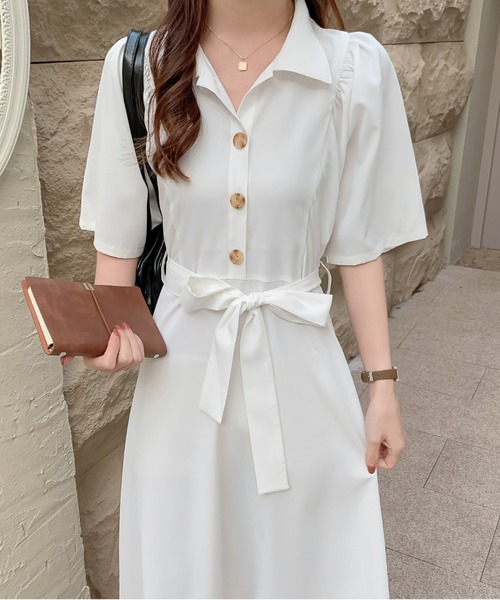 ABITOKYO（アビトーキョー）の「ウエストマークAラインフレアシャツワンピース（ワンピース・レディース・ホワイト/ブルー/パープル・S/M/L）」の18枚目の写真