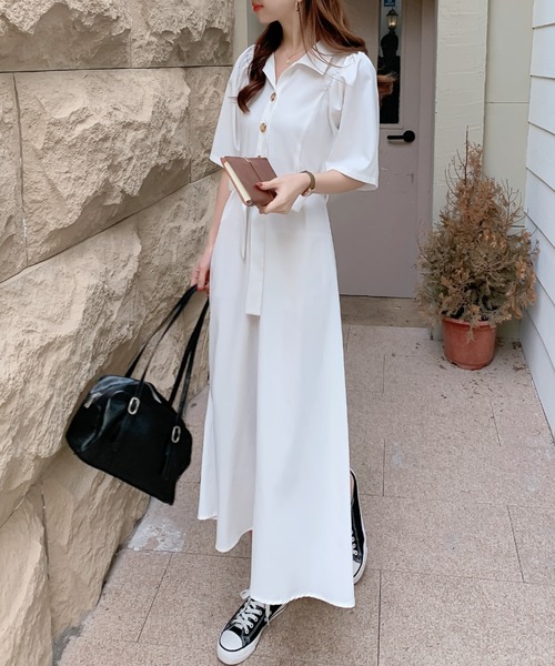 ABITOKYO（アビトーキョー）の「ウエストマークAラインフレアシャツワンピース（ワンピース・レディース・ホワイト/ブルー/パープル・S/M/L）」の19枚目の写真