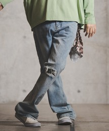 GLIMCLAP | mp9213-Processing denim semi-flared pants パンツ(デニムパンツ)