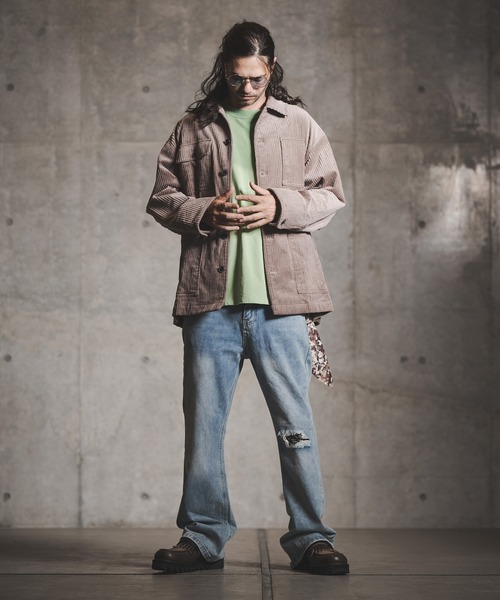 GLIMCLAP（グリムクラップ）の「mp9213-Processing denim semi-flared pants パンツ（デニムパンツ・メンズ・インディゴブルー・S/M/L）」の4枚目の写真