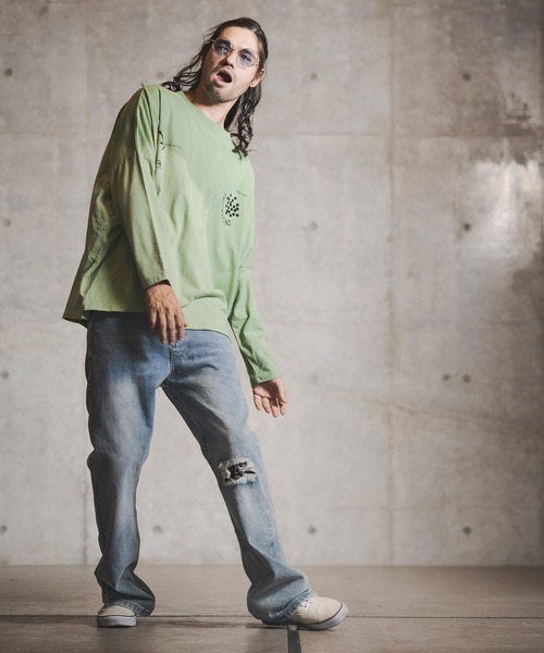 GLIMCLAP（グリムクラップ）の「mp9213-Processing denim semi-flared pants パンツ（デニムパンツ・メンズ・インディゴブルー・S/M/L）」の9枚目の写真