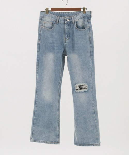 GLIMCLAP（グリムクラップ）の「mp9213-Processing denim semi-flared pants パンツ（デニムパンツ・メンズ・インディゴブルー・S/M/L）」の6枚目の写真