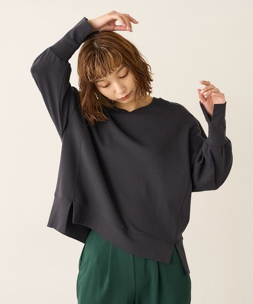 Lui's（ルイス）の「切り替えフライストップス（Tシャツ/カットソー・レディース・チャコールグレー/オフホワイト/グリーン・FREE）」の2枚目の写真