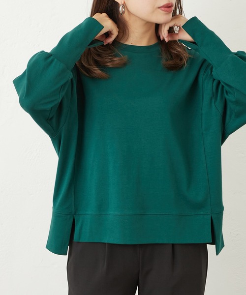 Lui's（ルイス）の「切り替えフライストップス（Tシャツ/カットソー・レディース・チャコールグレー/オフホワイト/グリーン・FREE）」の3枚目の写真