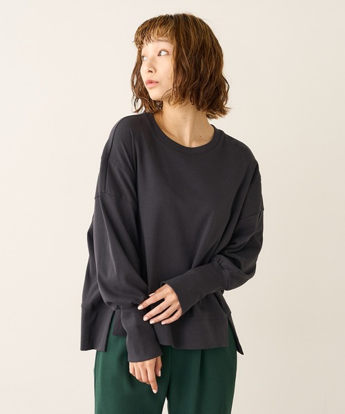 Lui's（ルイス）の「切り替えフライストップス（Tシャツ/カットソー・レディース・チャコールグレー/オフホワイト/グリーン・FREE）」の5枚目の写真