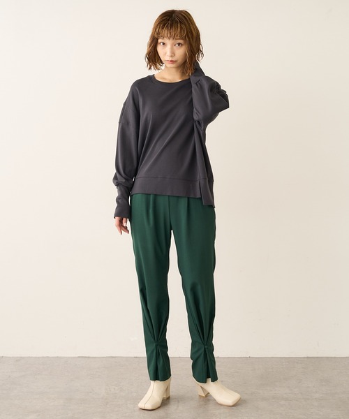 Lui's（ルイス）の「切り替えフライストップス（Tシャツ/カットソー・レディース・チャコールグレー/オフホワイト/グリーン・FREE）」の4枚目の写真