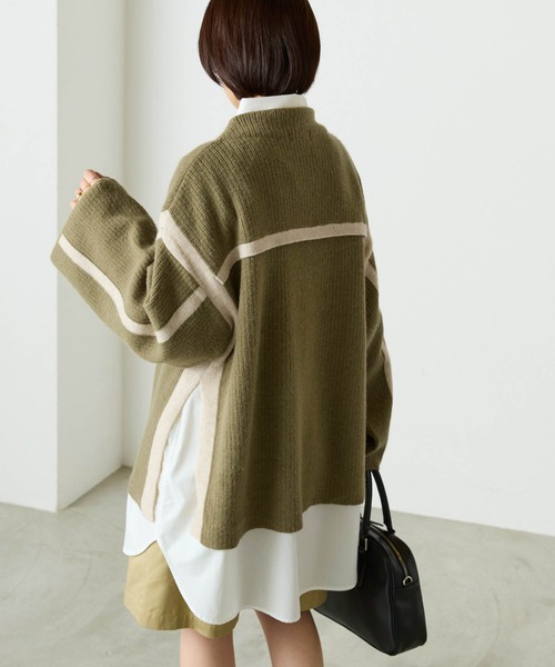forksy.(フォルクシー)の「【forksy.】起毛ストレッチ配色ニットプルオーバー(ニット/セーター・レディース・ベージュ/カーキ/キャメル・FREE)」の2枚目の写真