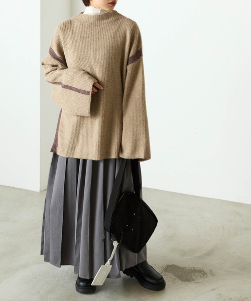 forksy.(フォルクシー)の「【forksy.】起毛ストレッチ配色ニットプルオーバー(ニット/セーター・レディース・ベージュ/カーキ/キャメル・FREE)」の5枚目の写真