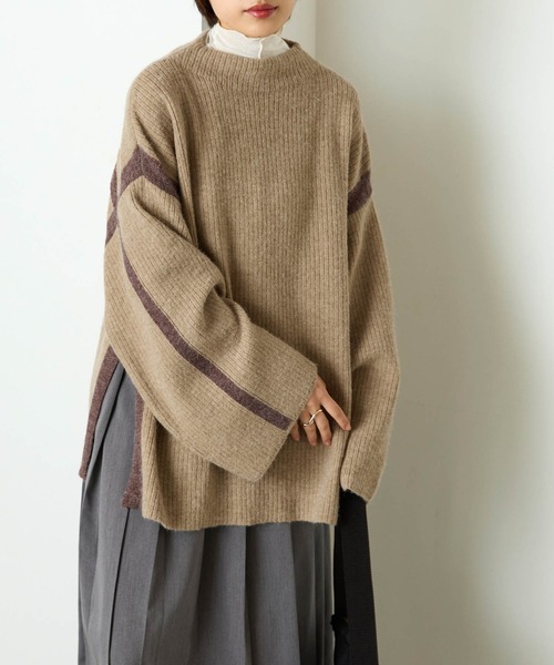 forksy.(フォルクシー)の「【forksy.】起毛ストレッチ配色ニットプルオーバー(ニット/セーター・レディース・ベージュ/カーキ/キャメル・FREE)」の8枚目の写真