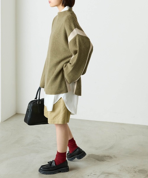 forksy.(フォルクシー)の「【forksy.】起毛ストレッチ配色ニットプルオーバー(ニット/セーター・レディース・ベージュ/カーキ/キャメル・FREE)」の13枚目の写真