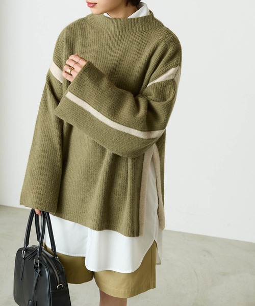 forksy.(フォルクシー)の「【forksy.】起毛ストレッチ配色ニットプルオーバー(ニット/セーター・レディース・ベージュ/カーキ/キャメル・FREE)」の15枚目の写真