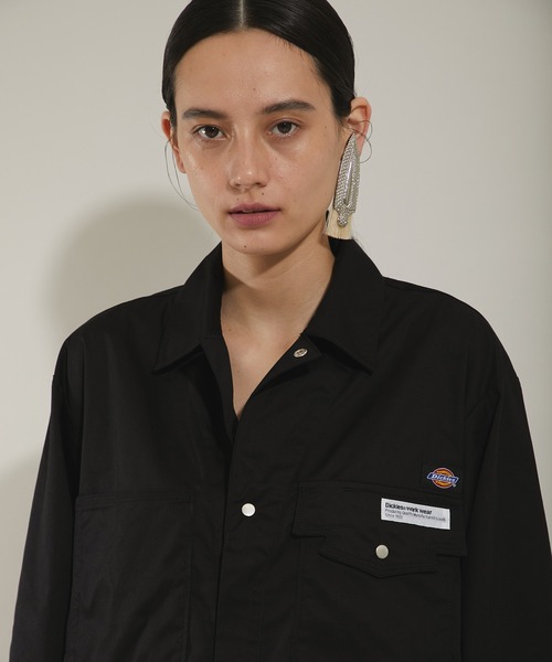 TOGA PULLA（トーガ　プルラ）の「【TOGA PULLA(トーガプルラ)】ジップアップシャツ Dickies SP TC12-FJ504（シャツ/ブラウス・レディース・ブラック/オレンジ/グレー・36）」の9枚目の写真