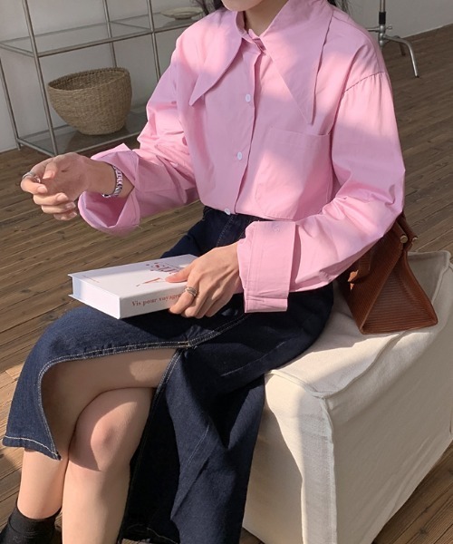 MANGROVE(マングローブ)の「ビックシャープカラールーズシルエットシャツ(シャツ/ブラウス・レディース・ホワイト/ピンク/ブルー・FREE)」の4枚目の写真