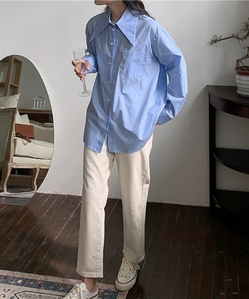 MANGROVE(マングローブ)の「ビックシャープカラールーズシルエットシャツ(シャツ/ブラウス・レディース・ホワイト/ピンク/ブルー・FREE)」の14枚目の写真