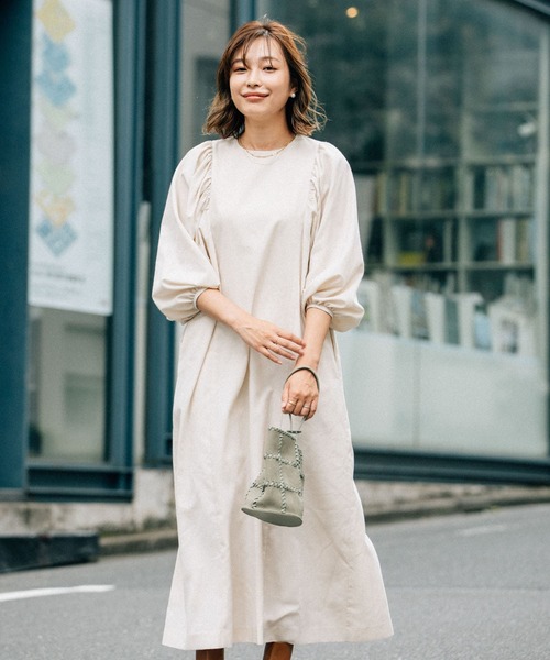 F by ROSSO（エフバイロッソ）の「F by ROSSO　ボリュームスリーブワンピース（ワンピース・レディース・ブラック/ブラウン/ライトベージュ・FREE）」の8枚目の写真