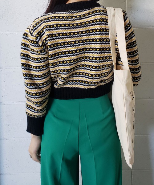 me+em select（ミームセレクト）の「ジャガード柄ショートローゲージニットカーデ（カーディガン/ボレロ・レディース・ホワイト/ブラック/キャメル・FREE）」の13枚目の写真